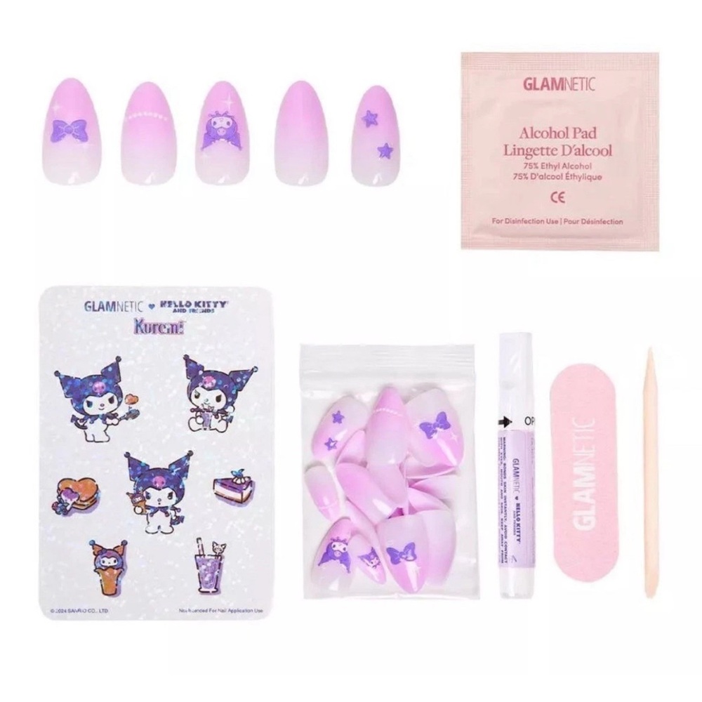 Glamnetic X Hello Kitty and Friends KUROMI Press On Nails Set Reusable 30ct - Picture 2 of 6